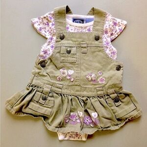 Koala Kids Vintage Girl’s 6 9 Months Embroidered Cotton Dress Purple Floral